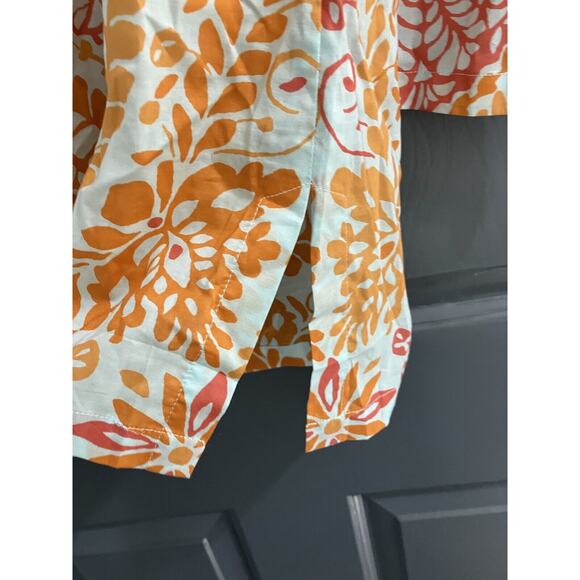 J McLaughlin Paisley Bay TUNIC TOP Cover Up Aqua/Marigold Coastal Paisley Sz M - Picture 5 of 8